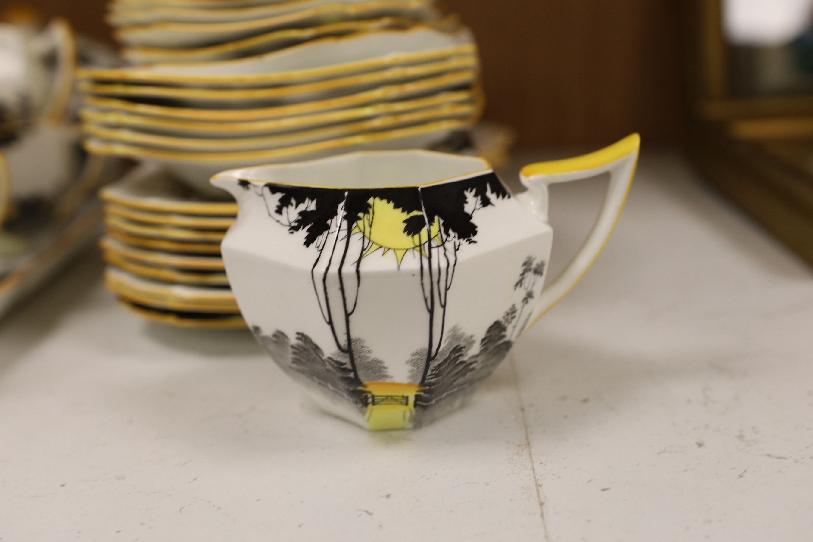 A Shelley ‘Sunrise and Tall Trees’ pattern part tea service